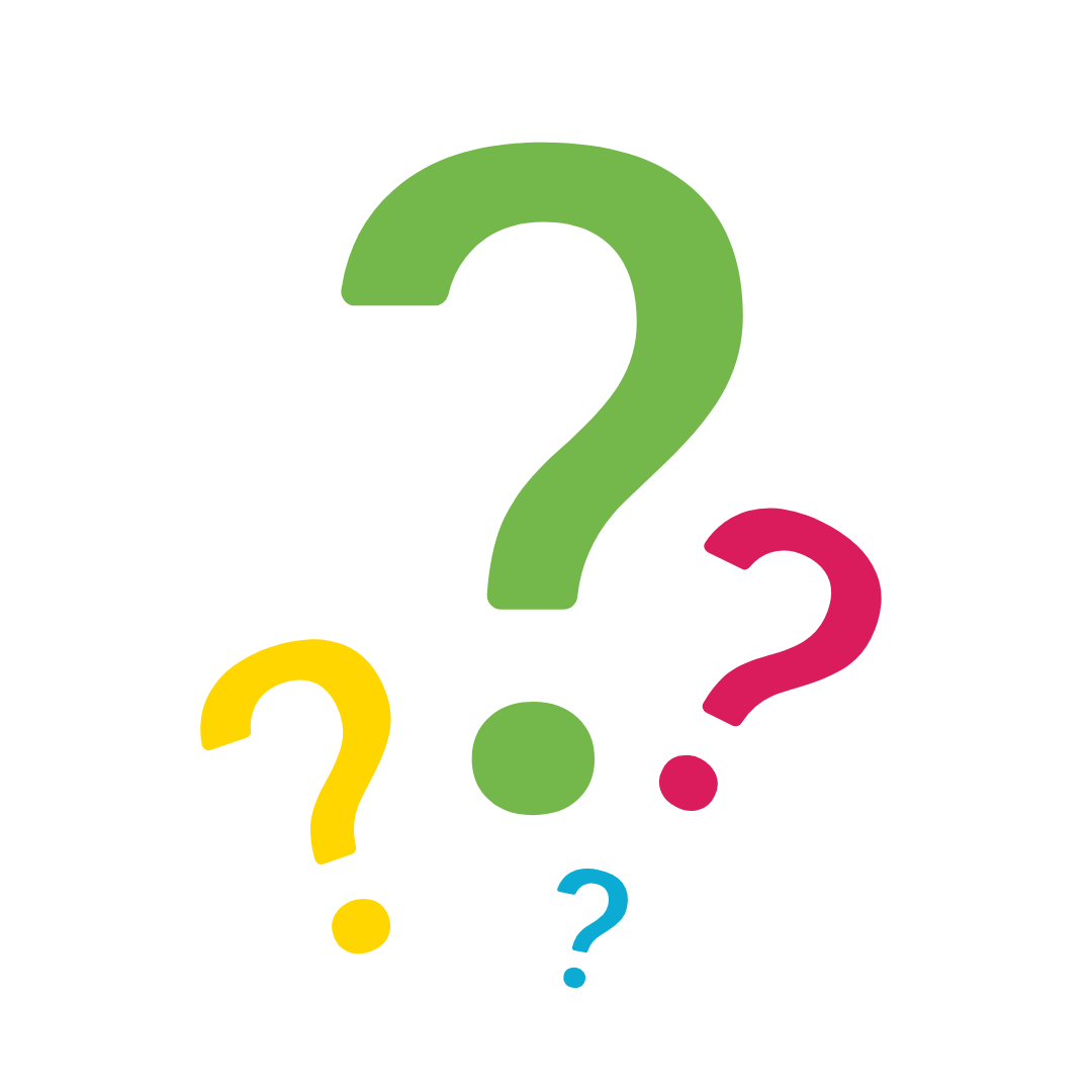 The image is of a circle with 4 different coloured question marks to show that this is a page of facts about Down's syndrome.
